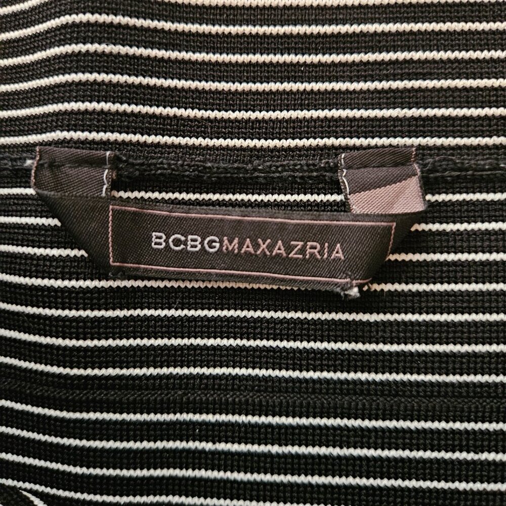 🦓BCBGMaxAzria Asymmetrical Black & White Stripe Bandage Mini Skirt - Picture 2 of 7